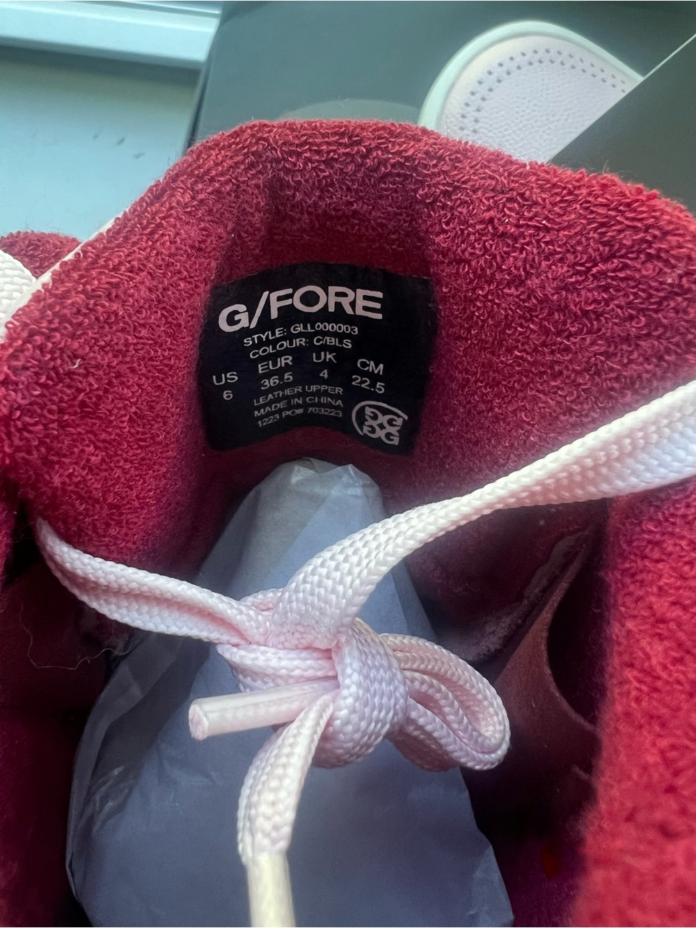 G/Fore G.112 Leather Mid Top Street Shoe Burgundy Pink | High Top Golf Sneakers - Picture 6 of 7